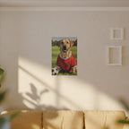Labrador Retriever Oil Painting Soccer Portrait Canvas, Lab Dog Wall Art Decor, Sports Fan Gift for Home, Pet Art