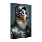 Australian Shepherd Medieval Knight Portrait Canvas Wall Art, Regal Dog Painting, Australian Shepherd Lover Gift, Stretched Canvas