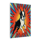 Boston Terrier Comic Art Canvas - Energetic Pop Art Dog Print - Retro Halftone Wall Decor