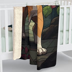 English Bulldog Low Poly Forest Sherpa Fleece Blanket | Dog Lover Gift