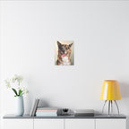 Apollo custom dog portrait canvas — oil painting style displayed in room setting