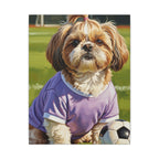 Shih Tzu Oil Painting Soccer Portrait Canvas Wall Art | Dog Lover Gift | Pet Decor | Sports Fan Art