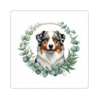 Australian Shepherd Watercolor Botanical Wreath Kiss-Cut Stickers | Premium Dog Prints | Tritan — primary view