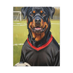 Rottweiler Oil Painting Soccer Portrait Canvas Wall Art Decor | Rottie Dog Lover Gift | Premium Pet Portrait Print