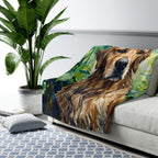 Golden Retriever Watercolor Rain Garden Throw Blanket | Premium Dog Art | Tritan