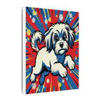 Havanese Comic Pop Art Canvas Print - Energetic Dog Wall Art - Retro Halftone Style - Dynamic Pet Portrait