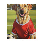 Labrador Retriever Oil Painting Soccer Portrait Canvas, Lab Dog Wall Art Decor, Sports Fan Gift for Home, Pet Art