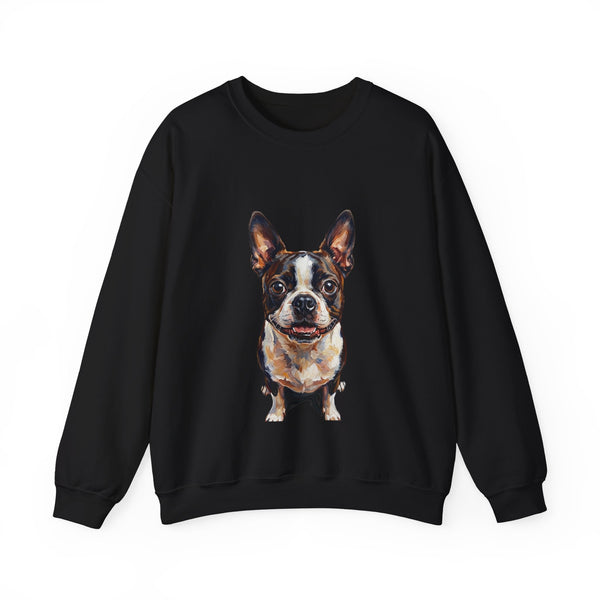 Boston Terrier Sweatshirt | Painterly Dog Art Crewneck | Boston Mom Gift | Cozy Pullover for Dog Lovers | Pet Portrait Apparel