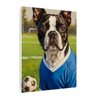 Boston Terrier Oil Painting Soccer Portrait Canvas Wall Art - Dog Lover Gift, Pet Decor, Sports Fan Home Art