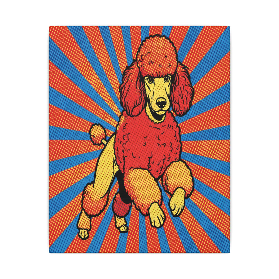 Standard Poodle Comic Art Canvas, Dynamic Pop Art Dog Print, Retro Halftone Effect Wall Decor