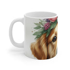 Golden Retriever Watercolor Floral Crown Ceramic Mug 11oz | Dog Lover Gift