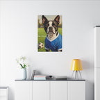 Boston Terrier Oil Painting Soccer Portrait Canvas Wall Art - Dog Lover Gift, Pet Decor, Sports Fan Home Art