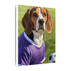 Beagle Soccer Portrait Oil Painting Canvas Print, Dog Wall Art Decor, Pet Lover Gift