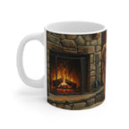 Acrylic Painting Golden Retriever - Winter Hearth | Ceramic Mug 11oz