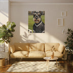 Miniature Schnauzer Soccer Portrait Oil Painting Canvas Wall Art, Schnauzer Dog Lover Gift, Pet Decor, Sports Fan Home Decor
