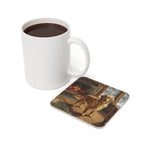 Acrylic Painting Golden Retriever - Winter Hearth | Cork Back Coaster
