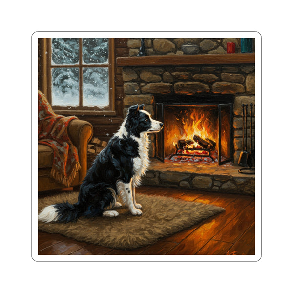 Acrylic Border Collie - Winter Hearth | Kiss-Cut Stickers