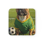 French Bulldog Oil Painting Soccer Portrait Coaster | Dog Lover Gift | Pet Decor for Home | Cute Frenchie Art