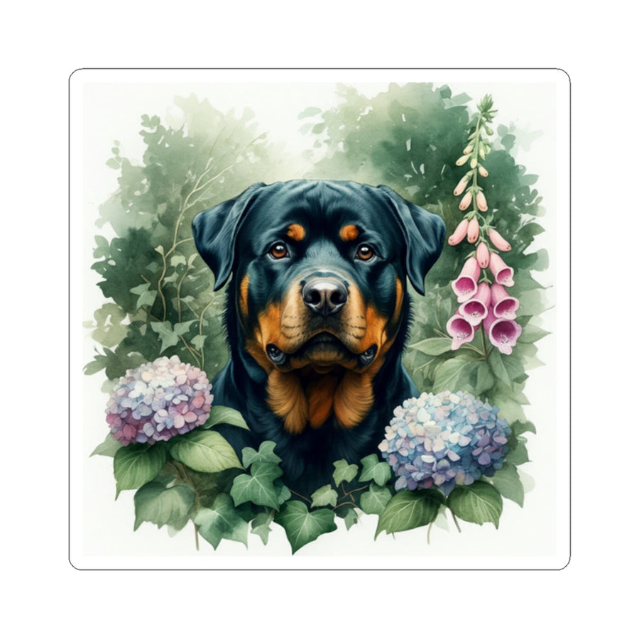 Rottweiler Watercolor Garden Peek Gift Set — Mug + Coaster + Sticker | Tritan