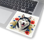 Siberian Husky Watercolor Wildflower Field Kiss-Cut Stickers | Premium Dog Prints | Tritan — view 7 of 12