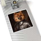 Pomeranian Medieval Knight Portrait Sticker, Dog Portrait Vinyl Decal, Kiss-Cut Sticker, Pomeranian Lover Gift