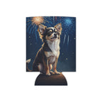 Chihuahua Can Cooler, America 250 Patriotic Dog Pattern, Dog Lover Gift, America 250 Party Favor — primary view