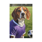 Beagle Soccer Portrait Oil Painting Canvas Print, Dog Wall Art Decor, Pet Lover Gift