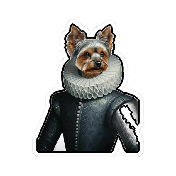 Yorkshire Terrier Renaissance Royal Portrait Sticker, Dog Portrait Vinyl Decal, Kiss-Cut Sticker, Yorkshire Terrier Lover Gift