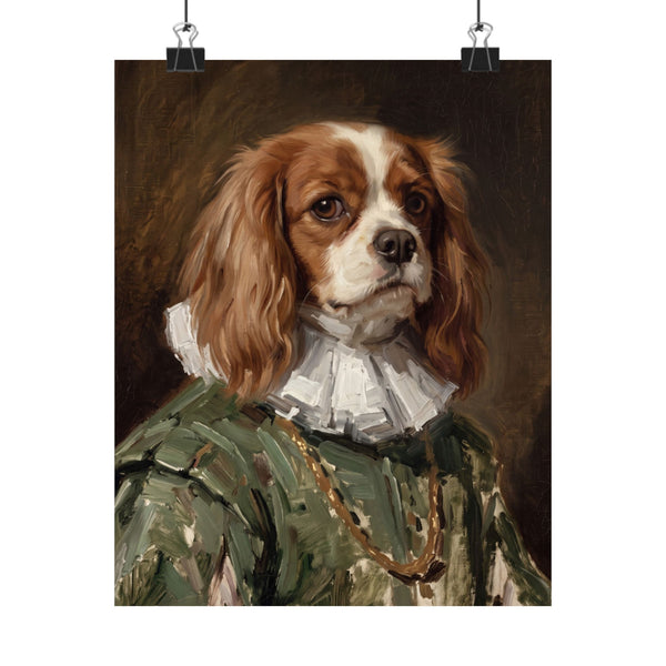 Cavalier King Charles Spaniel Renaissance Royal Portrait Matte Poster, Regal Dog Art Print, Cavalier King Charles Spaniel Lover Gift, Wall Art