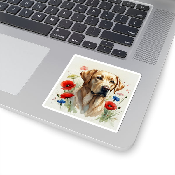 Labrador Retriever Watercolor Wildflower Field Kiss-Cut Stickers | Premium Dog Prints | Tritan — Lifestyle View