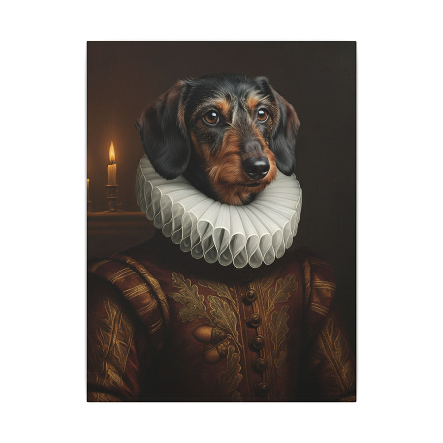 Dachshund Renaissance Royal Portrait Canvas Wall Art, Regal Dog Painting, Dachshund Lover Gift, Stretched Canvas