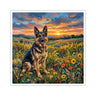 German Shepherd Acrylic Sunset Prairie Kiss-Cut Stickers | Premium Dog Art | Tritan