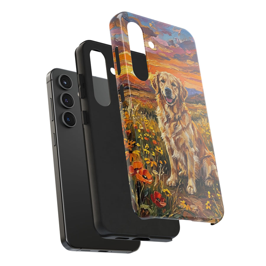 Golden Retriever Acrylic Gallery Print Sunset Prairie Phone Case | Premium Dog Prints | Tritan — detail view