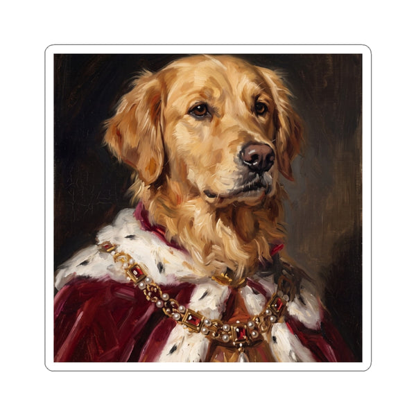 Golden Retriever Kings & Queens Royal Portrait Sticker, Dog Portrait Vinyl Decal, Kiss-Cut Sticker, Golden Retriever Lover Gift