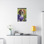 Beagle Soccer Portrait Oil Painting Canvas Print, Dog Wall Art Decor, Pet Lover Gift