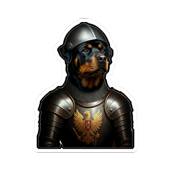 Rottweiler Medieval Knight Portrait Sticker, Dog Portrait Vinyl Decal, Kiss-Cut Sticker, Rottweiler Lover Gift