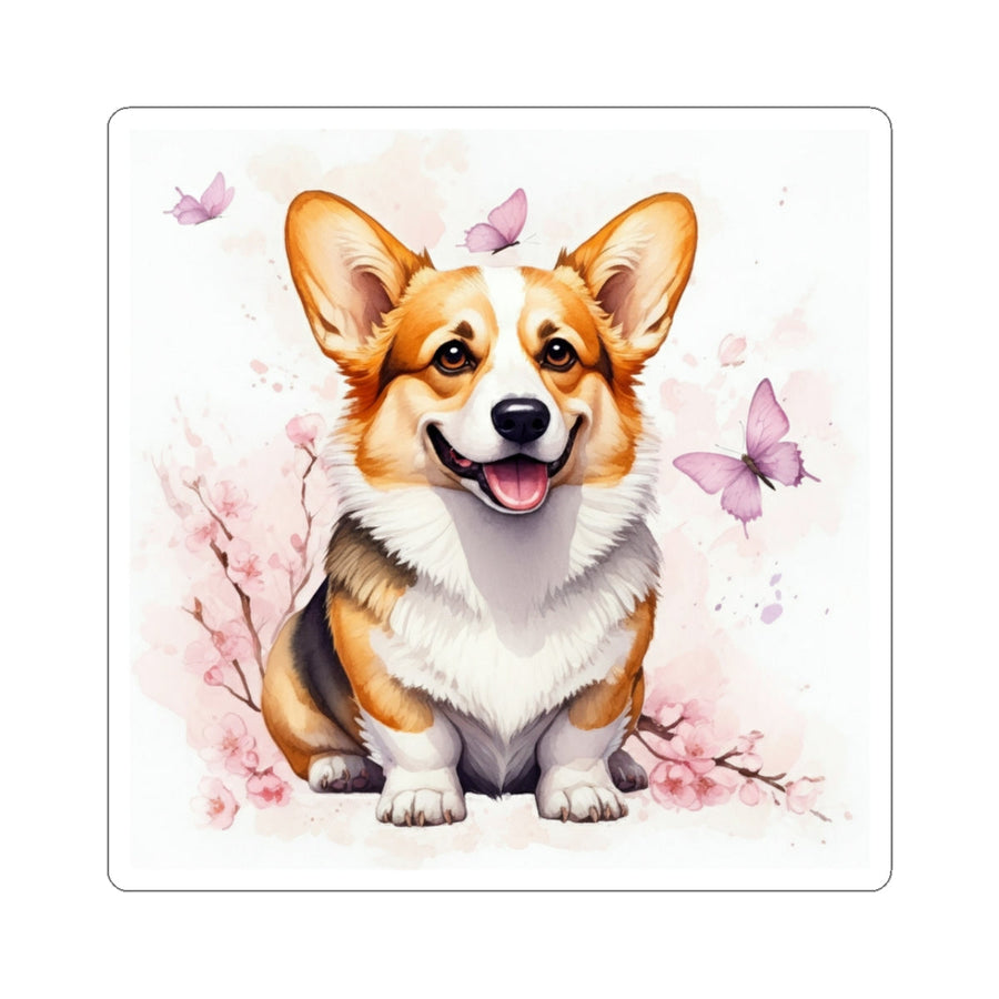Corgi Watercolor Butterfly Bloom Gift Set — Mug + Coaster + Sticker | Tritan