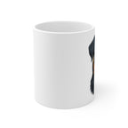 Rottweiler Stained Glass Monochrome Gold Ceramic Mug 11oz | Dog Lover Gift