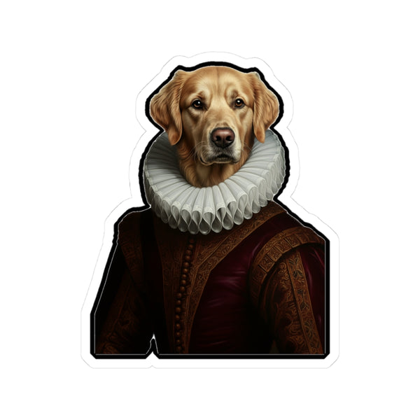 Golden Retriever Renaissance Royal Portrait Sticker, Dog Portrait Vinyl Decal, Kiss-Cut Sticker, Golden Retriever Lover Gift
