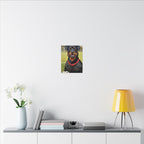Rottweiler Oil Painting Soccer Portrait Canvas Wall Art Decor | Rottie Dog Lover Gift | Premium Pet Portrait Print