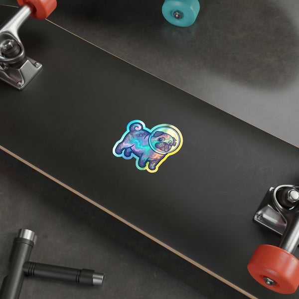 Cosmic Pug Holo Sticker | Tritan — Lifestyle View