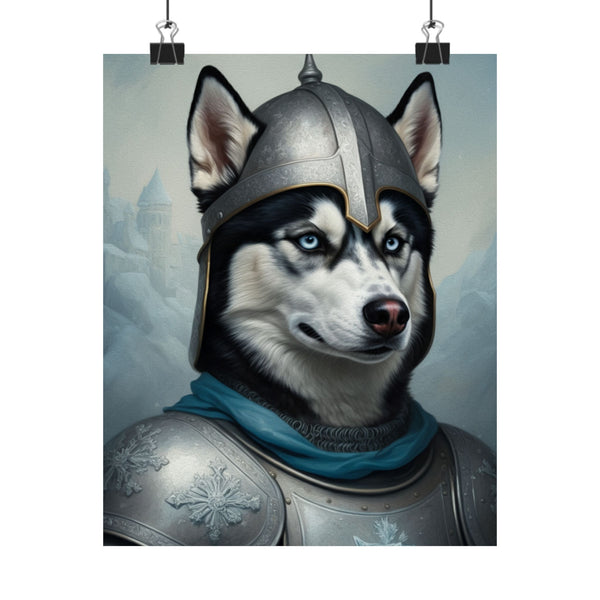 Siberian Husky Medieval Knight Portrait Matte Poster, Regal Dog Art Print, Siberian Husky Lover Gift, Wall Art