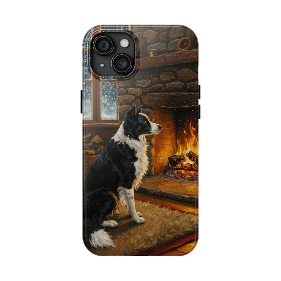 Acrylic Border Collie - Winter Hearth | Tough Phone Case