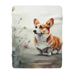 Corgi Watercolor Rain Garden Throw Blanket | Premium Dog Prints | Tritan — secondary view