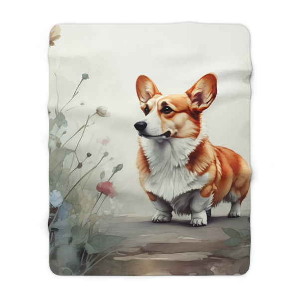 Corgi Watercolor Rain Garden Throw Blanket | Premium Dog Prints | Tritan