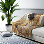 French Bulldog Watercolor Meadow Golden Throw Blanket | Premium Dog Art | Tritan