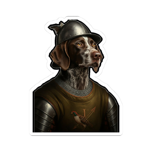 German Shorthaired Pointer Medieval Knight Portrait Sticker, Dog Portrait Vinyl Decal, Kiss-Cut Sticker, Dog Mom Gift Sticker