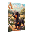 Dachshund Stained Glass Canvas Wall Art, Doxie Dog Lover Gift, Pet Portrait, Wiener Dog Art Print, Home Decor