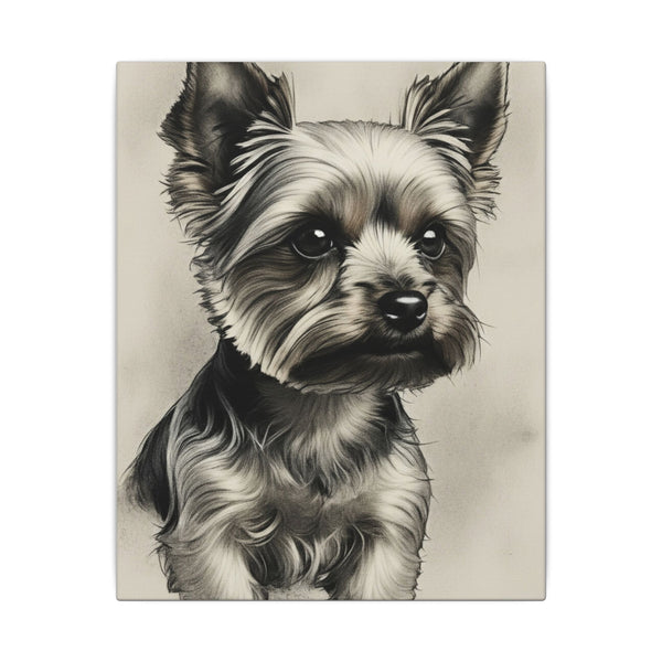 Yorkshire Terrier Charcoal Portrait Canvas Wall Art | Yorkie Dog Lover Gift | Pet Memorial Decor | Ready to Hang Print
