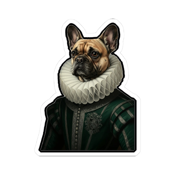 French Bulldog Renaissance Royal Portrait Sticker, Dog Portrait Vinyl Decal, Kiss-Cut Sticker, French Bulldog Lover Gift